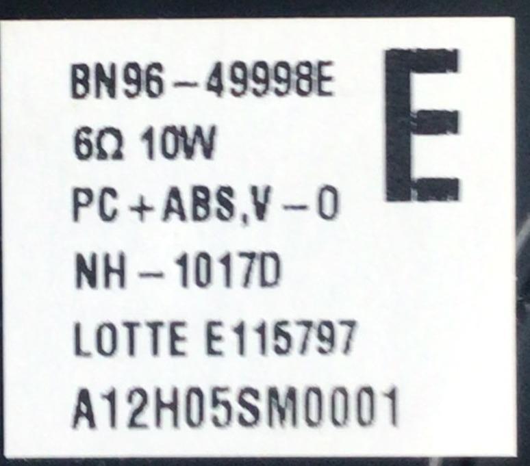 KIT DE BOCINAS (2PZS) SAMSUNG / NUMERO DE PARTE BN96-49998E / 6Ω  10W / PC+ABS, V-0 / NH-1017D  / E115797 / A12H05SM0001 / BN9649998E / 49998E / NUMERO DE PANEL CY-BT050HGJV3H / MODELO UN50TU690TFXZA GD13 - Imagen 2
